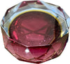 A large heavy 1960s faceted Sommerso Murano glass bowl by Seguso in blue, purple and yellow
