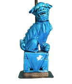 Mid Century Lamps - Turquoise ceramic foo dog lamps - Mid Century Lighting - Ed Butcher Antiques Shop London 