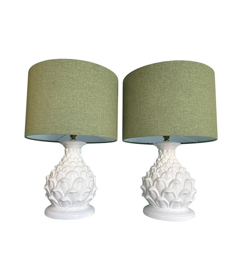 Mid Century table lamps ceramic artichoke bases - Mid Century Lighting - 1970s table lamps