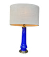 A pair of 1960s cobalt blue opaline Murnao glass lamps by Gino Cenedese