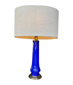 A pair of 1960s cobalt blue opaline Murnao glass lamps by Gino Cenedese