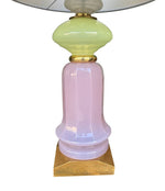 A pair of large large lavender and green Murano opaline lamps by Cenedese