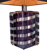 A large Mid Century Table lamp made of lucite and chrome with purple and chrome stripes and a black shade - Mid Century Lighting - 1970s table lamp