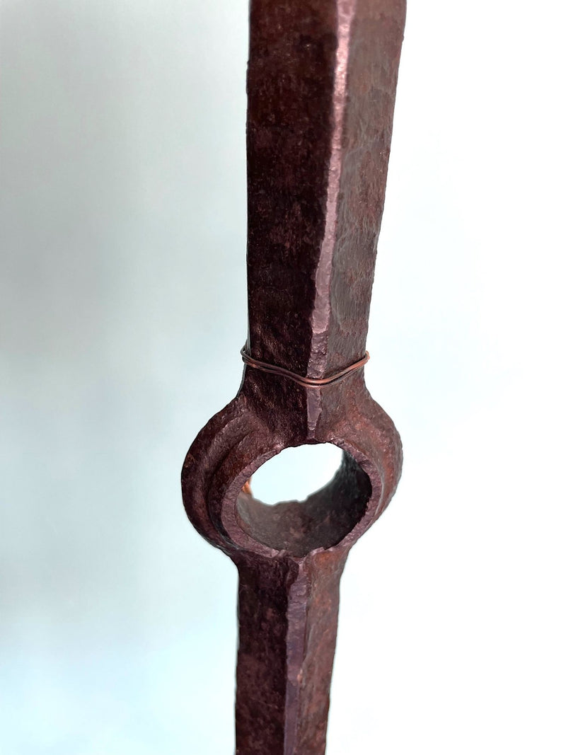 Mid century floor lamp Spanish wrought iron with bespoke linen shade - Mid Century Lighting