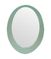 An Italian 1960s Crystal Arte oval mirror with pastel mint green mirrored frame