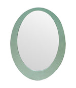 An Italian 1960s Crystal Arte oval mirror with pastel mint green mirrored frame