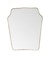 A large original 1950s Italian shield mirror with brass frame, original plate and solid wood back