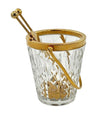 A 1960s Val Saint Lambert crystal and gold plated ice bucket with ice grabbers
