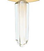 A pair of 1960s Orrefors heavy glass lamps with white glass core and nickel fittings