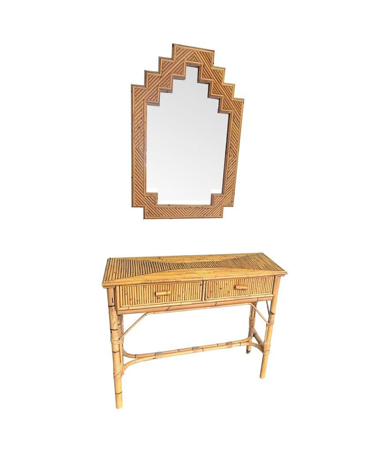An Italian 1970s Bamboo console dressing table by Vivai Del Sud