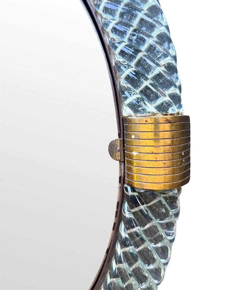 A large 1940s circular Murano glass and brass mirror by Barovier and Toso