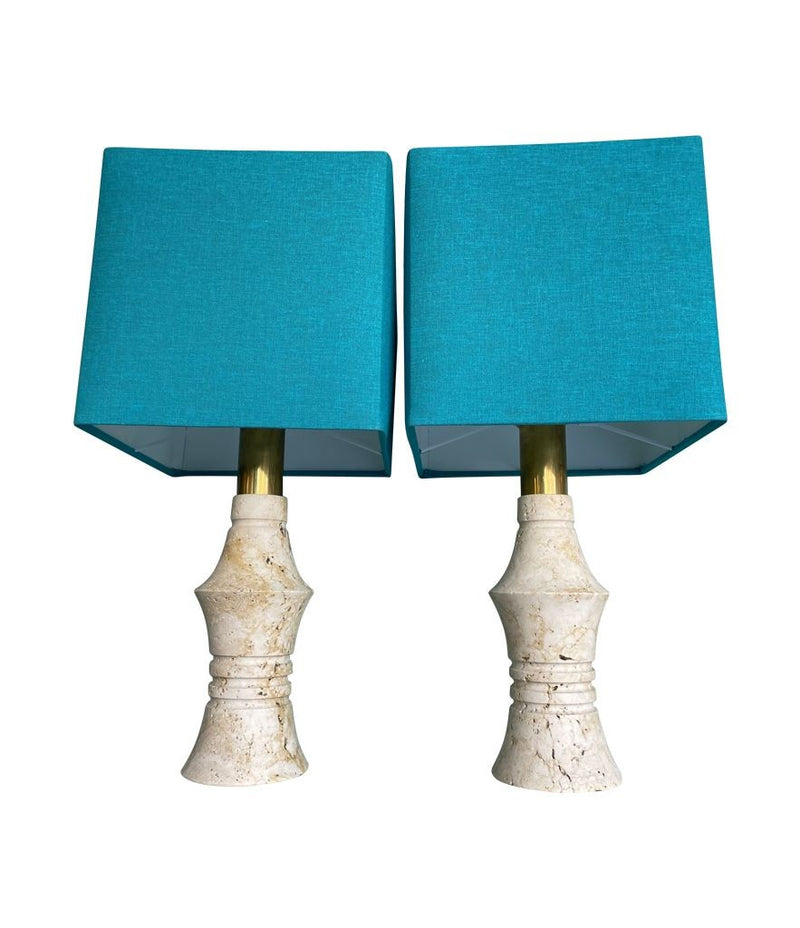 Mid Century table Lamps with Travertine bases by Fratelli Mannelli - Mid Century Lighting - 1970s table lamps
