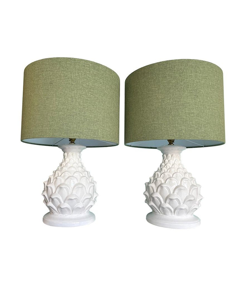 Mid Century table lamps ceramic artichoke bases - Mid Century Lighting - 1970s table lamps