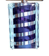 A large Mid Century Table lamp made of lucite and chrome with purple and chrome stripes and a black shade - Mid Century Lighting - 1970s table lamp