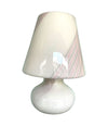 A large Mid Century handmade Murano glass white mushroom lamp with pink and grey striped detail - Mid Century Lighting