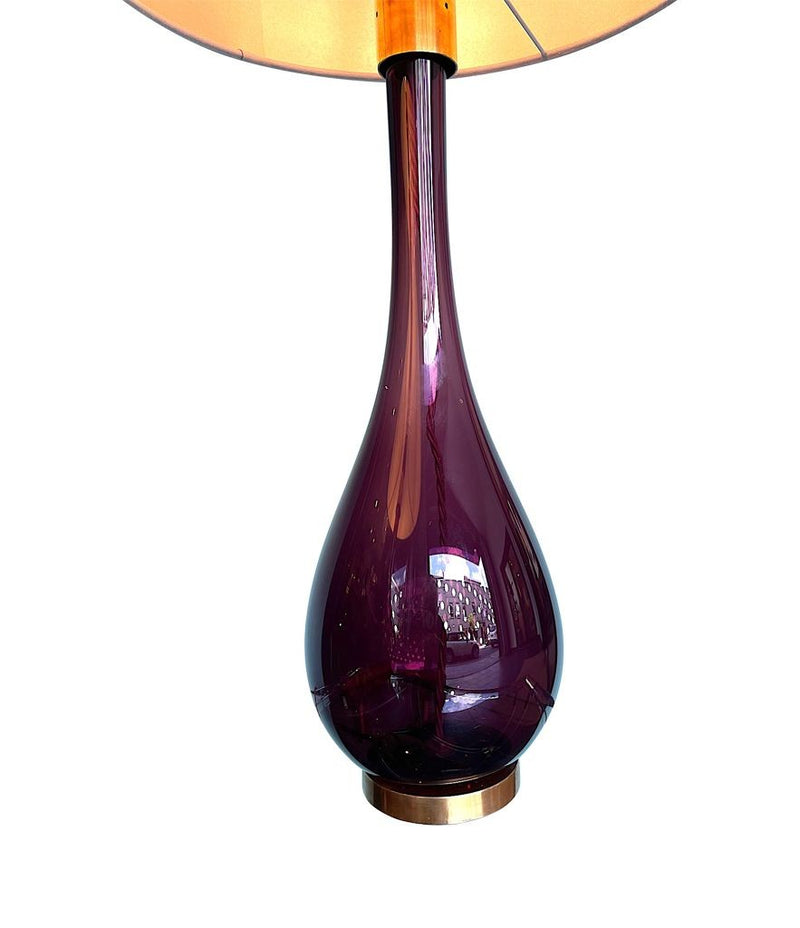 Pair of Italian Purple Murano Glass teardrop shaped lamps - Ed Butcher Antique Shop London