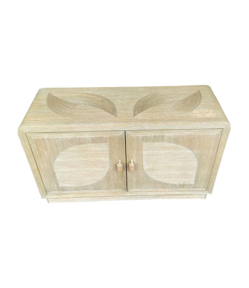 An Italian 1970s pencil reed bamboo, two doors, cabinet by Vivai Del Sud
