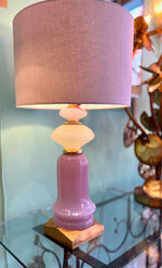 A pair of large large lavender and green Murano opaline lamps by Cenedese