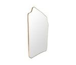 A large original 1950s Italian shield mirror with brass frame, original plate and solid wood back