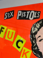 Red Sex Pistols silk lithograph poster "Fuck Forever" by Jamie Reid - Ed Butcher Antique Shop London