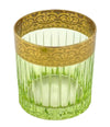 A set of six Italian Artemisia green crystal tumblers with 24 ct gold decoration