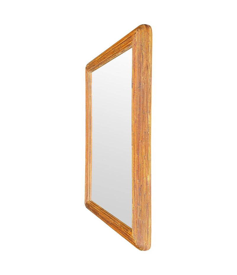 A large landscape or portrait 1970s bamboo mirror