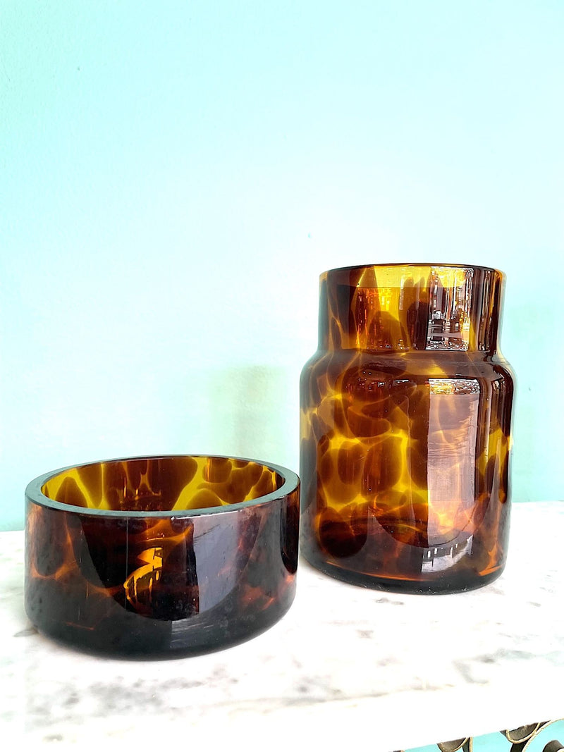 Mid Century Italian Faux Tortoiseshell Murano Glass Bathroom Set by Barovier et Toso - Ed Butcher Antiques Shop London