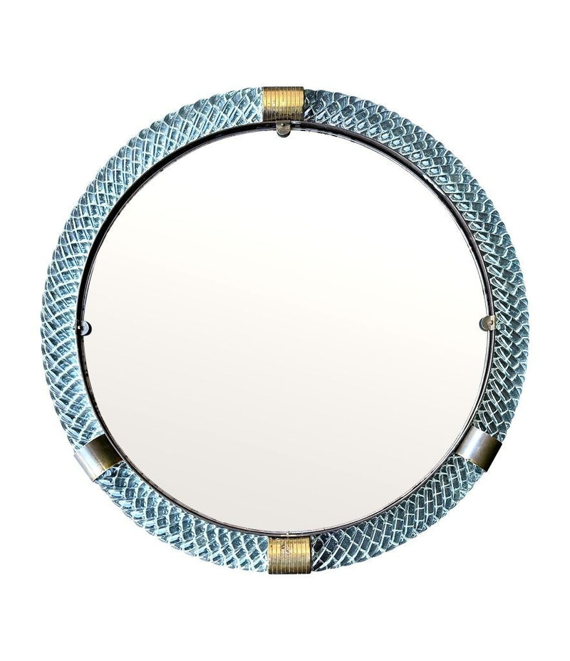 A large 1940s circular Murano glass and brass mirror by Barovier and Toso