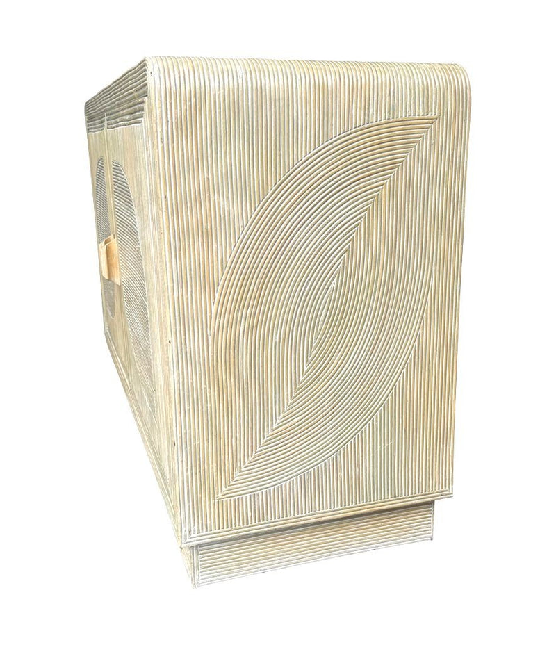 An Italian 1970s pencil reed bamboo, two doors, cabinet by Vivai Del Sud