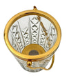 A 1960s Val Saint Lambert crystal and gold plated ice bucket with ice grabbers