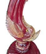 A wonderful pair of 1940s red Murano dolphin lamps by Barovier & Toso