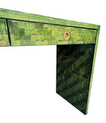 A 1970s woven green rattan three drawer console table by Vivai Del Sud