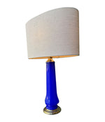 A pair of 1960s cobalt blue opaline Murnao glass lamps by Gino Cenedese