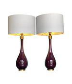 Pair of Italian Purple Murano Glass teardrop shaped lamps - Ed Butcher Antique Shop London