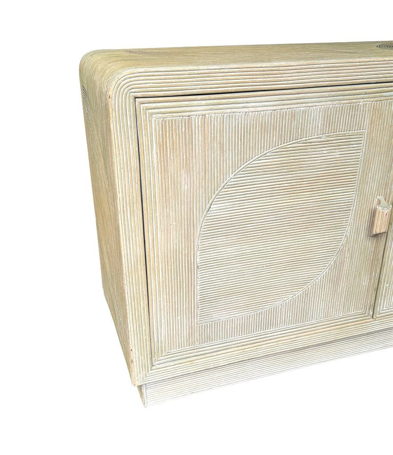 An Italian 1970s pencil reed bamboo, two doors, cabinet by Vivai Del Sud