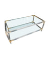  A French Mid Century lucite and brass two tiered coffee table with glass plates - Mid Century Furniture