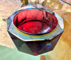 A large heavy 1960s faceted Sommerso Murano glass bowl by Seguso in blue, purple and yellow
