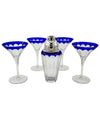 A Faberge crystal "Grand Duke" cocktail set with silver plated cocktail shaker and 4 glasses