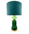 A pair of large large dark and light green Murano opaline lamps by Cenedese