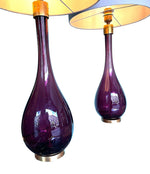 Pair of Italian Purple Murano Glass teardrop shaped lamps - Ed Butcher Antique Shop London