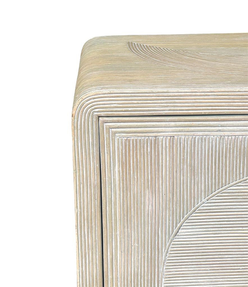 An Italian 1970s pencil reed bamboo, two doors, cabinet by Vivai Del Sud