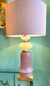 A pair of large large lavender and green Murano opaline lamps by Cenedese