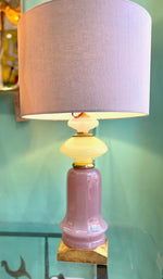 A pair of large large lavender and green Murano opaline lamps by Cenedese