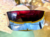 A large heavy 1960s faceted Sommerso Murano glass bowl by Seguso in blue, purple and yellow