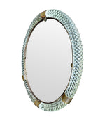 A large 1940s circular Murano glass and brass mirror by Barovier and Toso