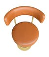 A set of four Börje Johanson “Jupiter” bar stools in cognac faux leather