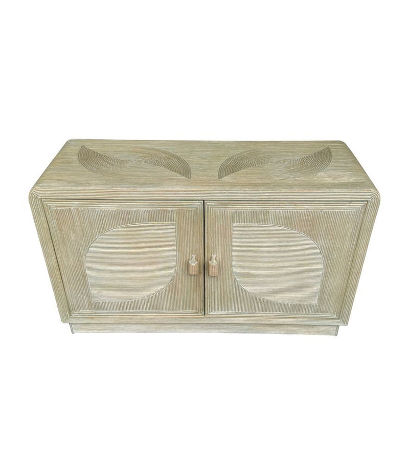 An Italian 1970s pencil reed bamboo, two doors, cabinet by Vivai Del Sud