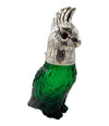 A wonderful Victorian style green glass, cockatoo decanter in silver plated cage with 8 glasses