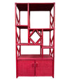 An Italian 1970s burgundy red bamboo shelving unit by Vivai del Sud