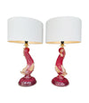 A wonderful pair of 1940s red Murano dolphin lamps by Barovier & Toso